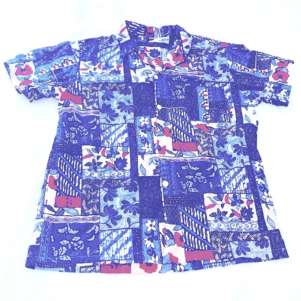 Hawaiian shirt men’s M handmade floral cotton Hawaiian